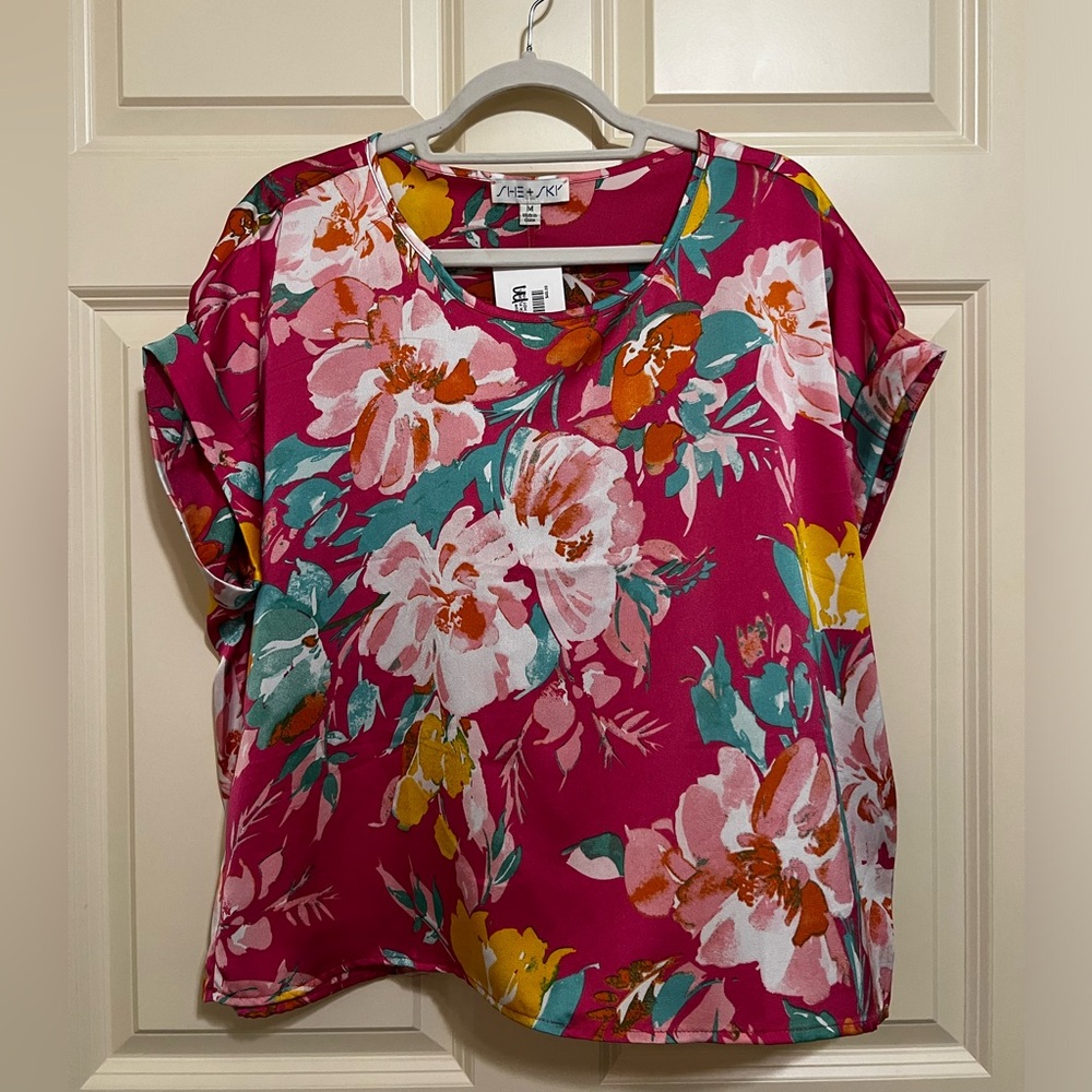 She + Sky Pink and Orange Floral Top *BRAND NEW WITH TAGS*